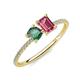 3 - Elyse 6.00 mm Cushion Shape Lab Created Alexandrite and 7x5 mm Emerald Shape Pink Tourmaline 2 Stone Duo Ring 