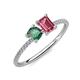 3 - Elyse 6.00 mm Cushion Shape Lab Created Alexandrite and 7x5 mm Emerald Shape Pink Tourmaline 2 Stone Duo Ring 