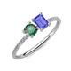 3 - Elyse 6.00 mm Cushion Shape Lab Created Alexandrite and 7x5 mm Emerald Shape Tanzanite 2 Stone Duo Ring 