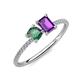 3 - Elyse 6.00 mm Cushion Shape Lab Created Alexandrite and 7x5 mm Emerald Shape Amethyst 2 Stone Duo Ring 