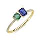 3 - Elyse 6.00 mm Cushion Shape Lab Created Alexandrite and 7x5 mm Emerald Shape Iolite 2 Stone Duo Ring 