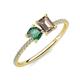 3 - Elyse 6.00 mm Cushion Shape Lab Created Alexandrite and 7x5 mm Emerald Shape Smoky Quartz 2 Stone Duo Ring 