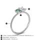 4 - Elyse 6.00 mm Cushion Shape Lab Created Alexandrite and 7x5 mm Emerald Shape White Sapphire 2 Stone Duo Ring 