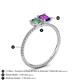 4 - Elyse 6.00 mm Cushion Shape Lab Created Alexandrite and 7x5 mm Emerald Shape Amethyst 2 Stone Duo Ring 