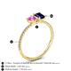 4 - Elyse 6.00 mm Cushion Shape Lab Created Pink Sapphire and 7x5 mm Emerald Shape Lab Created Blue Sapphire 2 Stone Duo Ring 