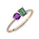 3 - Elyse 6.00 mm Cushion Shape Amethyst and 7x5 mm Emerald Shape Lab Created Alexandrite 2 Stone Duo Ring 