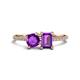 1 - Elyse 6.00 mm Cushion Shape and 7x5 mm Emerald Shape Amethyst 2 Stone Duo Ring 