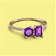 2 - Elyse 6.00 mm Cushion Shape and 7x5 mm Emerald Shape Amethyst 2 Stone Duo Ring 