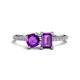 1 - Elyse 6.00 mm Cushion Shape and 7x5 mm Emerald Shape Amethyst 2 Stone Duo Ring 