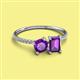 2 - Elyse 6.00 mm Cushion Shape and 7x5 mm Emerald Shape Amethyst 2 Stone Duo Ring 