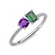 3 - Elyse 6.00 mm Cushion Shape Amethyst and 7x5 mm Emerald Shape Lab Created Alexandrite 2 Stone Duo Ring 