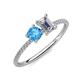 3 - Elyse 6.00 mm Cushion Shape Blue Topaz and 7x5 mm Emerald Shape Forever Brilliant Moissanite 2 Stone Duo Ring 