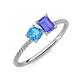 3 - Elyse 6.00 mm Cushion Shape Blue Topaz and 7x5 mm Emerald Shape Tanzanite 2 Stone Duo Ring 