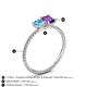 4 - Elyse 6.00 mm Cushion Shape Blue Topaz and 7x5 mm Emerald Shape Amethyst 2 Stone Duo Ring 