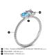 4 - Elyse 6.00 mm Cushion Shape Blue Topaz and IGI Certified 7x5 mm Emerald Shape Lab Grown Diamond 2 Stone Duo Ring 