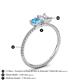 4 - Elyse 6.00 mm Cushion Shape Blue Topaz and 7x5 mm Emerald Shape White Sapphire 2 Stone Duo Ring 