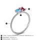 4 - Elyse 6.00 mm Cushion Shape Blue Topaz and 7x5 mm Emerald Shape Pink Tourmaline 2 Stone Duo Ring 