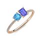 3 - Elyse 6.00 mm Cushion Shape Blue Topaz and 7x5 mm Emerald Shape Tanzanite 2 Stone Duo Ring 