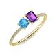 3 - Elyse 6.00 mm Cushion Shape Blue Topaz and 7x5 mm Emerald Shape Amethyst 2 Stone Duo Ring 