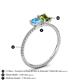 4 - Elyse 6.00 mm Cushion Shape Blue Topaz and 7x5 mm Emerald Shape Peridot 2 Stone Duo Ring 