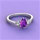 3 - Naomi 9x6 mm Pear Shape Amethyst and Lab Grown Diamond Three Stone Engagement Ring 