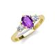 4 - Naomi 9x6 mm Pear Shape Amethyst and Lab Grown Diamond Three Stone Engagement Ring 