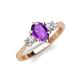 4 - Naomi 9x6 mm Pear Shape Amethyst and Lab Grown Diamond Three Stone Engagement Ring 