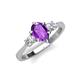 4 - Naomi 9x6 mm Pear Shape Amethyst and Lab Grown Diamond Three Stone Engagement Ring 