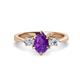 1 - Naomi 9x6 mm Pear Shape Amethyst and Lab Grown Diamond Three Stone Engagement Ring 