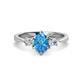 1 - Naomi 9x6 mm Pear Shape Blue Topaz and Lab Grown Diamond Three Stone Engagement Ring 