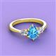 3 - Naomi 9x6 mm Pear Shape Blue Topaz and Lab Grown Diamond Three Stone Engagement Ring 