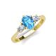 4 - Naomi 9x6 mm Pear Shape Blue Topaz and Lab Grown Diamond Three Stone Engagement Ring 