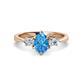 1 - Naomi 9x6 mm Pear Shape Blue Topaz and Lab Grown Diamond Three Stone Engagement Ring 