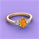 3 - Naomi 9x6 mm Pear Shape Citrine and Lab Grown Diamond Three Stone Engagement Ring 