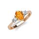 4 - Naomi 9x6 mm Pear Shape Citrine and Lab Grown Diamond Three Stone Engagement Ring 
