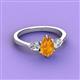 3 - Naomi 9x6 mm Pear Shape Citrine and Lab Grown Diamond Three Stone Engagement Ring 