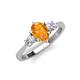 4 - Naomi 9x6 mm Pear Shape Citrine and Lab Grown Diamond Three Stone Engagement Ring 