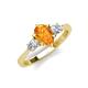 4 - Naomi 9x6 mm Pear Shape Citrine and Lab Grown Diamond Three Stone Engagement Ring 