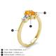 5 - Naomi 9x6 mm Pear Shape Citrine and Lab Grown Diamond Three Stone Engagement Ring 