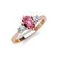 4 - Naomi 9x6 mm Pear Shape Pink Tourmaline and Lab Grown Diamond Three Stone Engagement Ring 