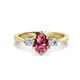 1 - Naomi 9x6 mm Pear Shape Pink Tourmaline and Lab Grown Diamond Three Stone Engagement Ring 
