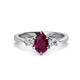 1 - Naomi 9x6 mm Pear Shape Rhodolite Garnet and Lab Grown Diamond Three Stone Engagement Ring 