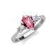 4 - Naomi 9x6 mm Pear Shape Rhodolite Garnet and Lab Grown Diamond Three Stone Engagement Ring 