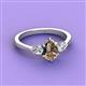 3 - Naomi 9x6 mm Pear Shape Smoky Quartz and Lab Grown Diamond Three Stone Engagement Ring 