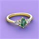 3 - Naomi 9x6 mm Pear Shape Lab Created Alexandrite and Lab Grown Diamond Three Stone Engagement Ring 