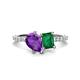 1 - Zahara 9x6 mm Pear Amethyst and 7x5 mm Emerald Cut Lab Created Emerald 2 Stone Duo Ring 