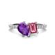 1 - Zahara 9x6 mm Pear Amethyst and 7x5 mm Emerald Cut Pink Tourmaline 2 Stone Duo Ring 