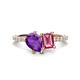 1 - Zahara 9x6 mm Pear Amethyst and 7x5 mm Emerald Cut Pink Tourmaline 2 Stone Duo Ring 