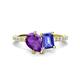 1 - Zahara 9x6 mm Pear Amethyst and 7x5 mm Emerald Cut Tanzanite 2 Stone Duo Ring 