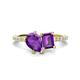1 - Zahara 9x6 mm Pear and 7x5 mm Emerald Cut Amethyst 2 Stone Duo Ring 